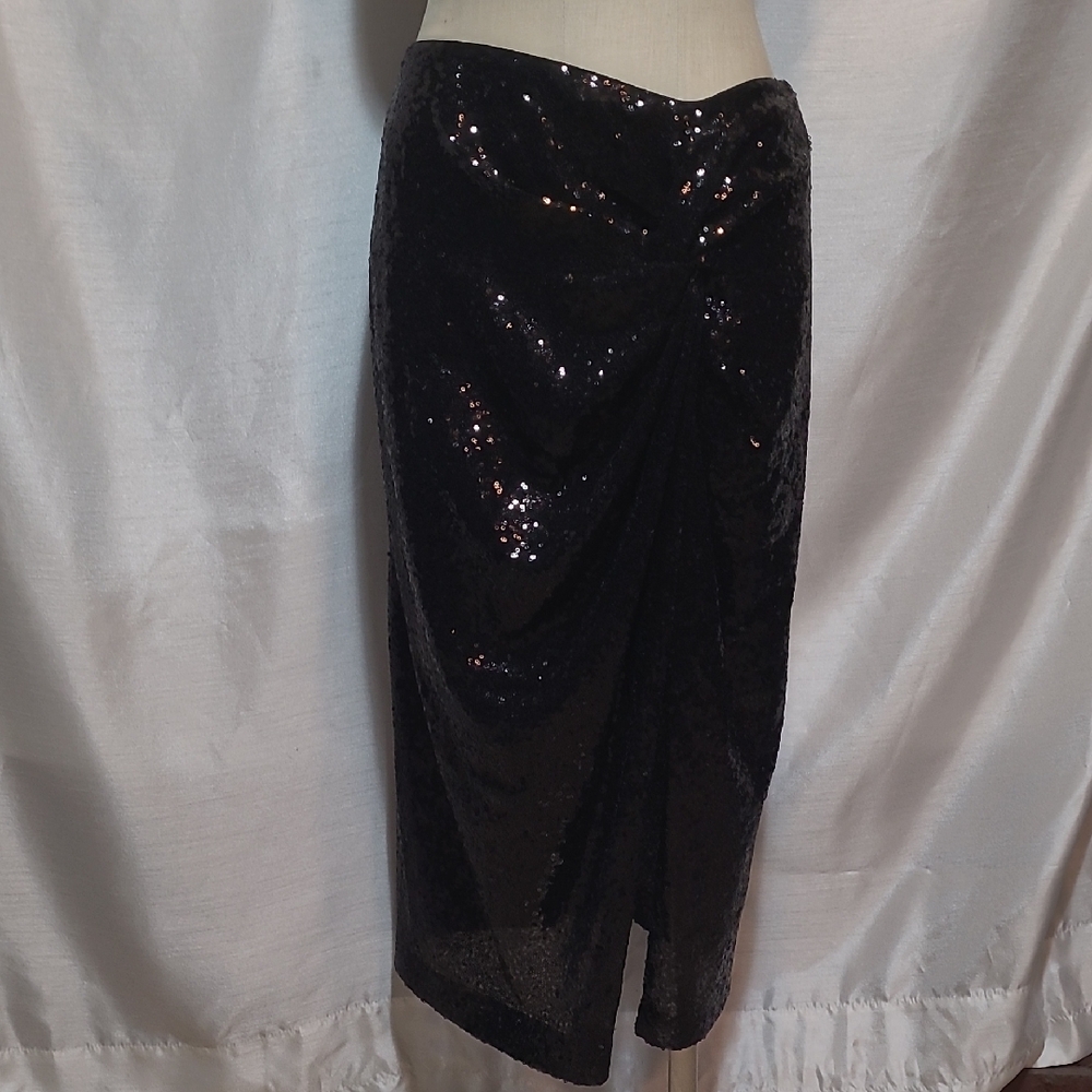 Badgley Mischka Black Sequin Skirt